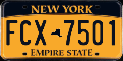NY license plate FCX7501