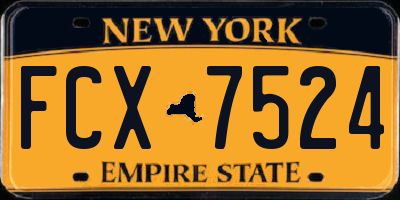 NY license plate FCX7524