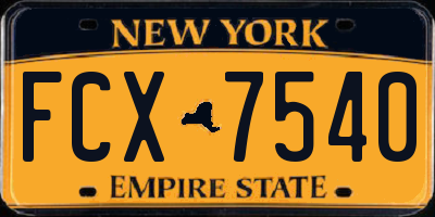 NY license plate FCX7540