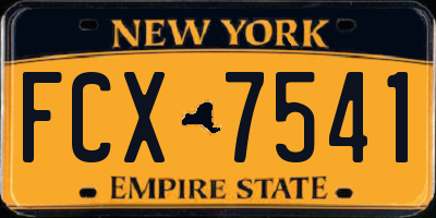 NY license plate FCX7541