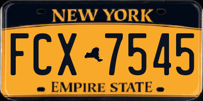 NY license plate FCX7545
