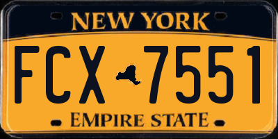 NY license plate FCX7551