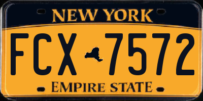 NY license plate FCX7572