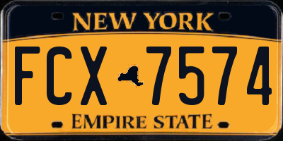 NY license plate FCX7574