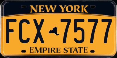 NY license plate FCX7577