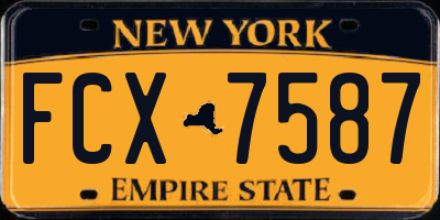 NY license plate FCX7587