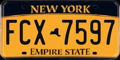NY license plate FCX7597