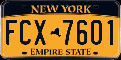 NY license plate FCX7601