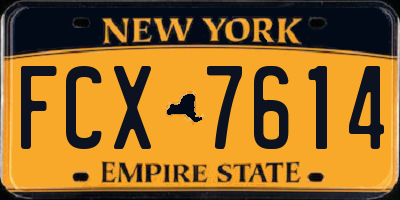NY license plate FCX7614