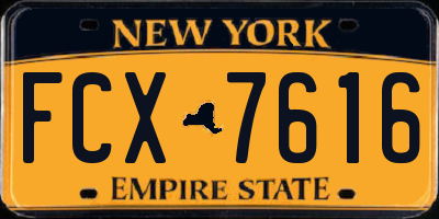 NY license plate FCX7616