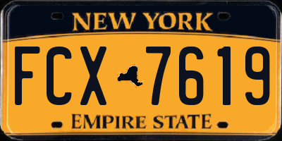 NY license plate FCX7619