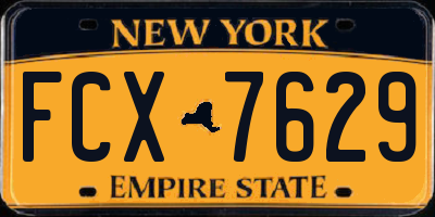 NY license plate FCX7629