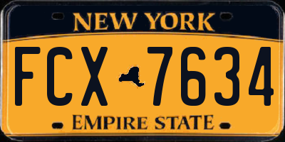 NY license plate FCX7634