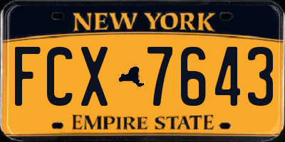 NY license plate FCX7643
