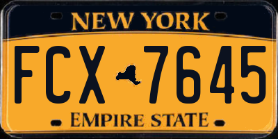 NY license plate FCX7645