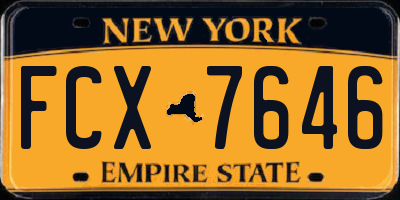 NY license plate FCX7646