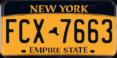 NY license plate FCX7663