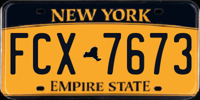 NY license plate FCX7673