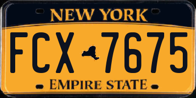NY license plate FCX7675