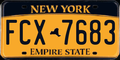 NY license plate FCX7683