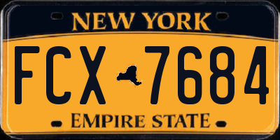 NY license plate FCX7684