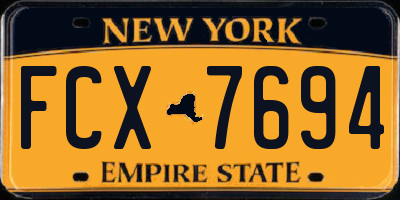 NY license plate FCX7694