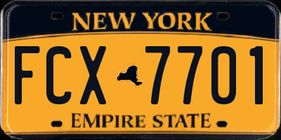 NY license plate FCX7701