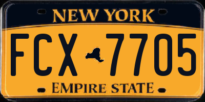 NY license plate FCX7705