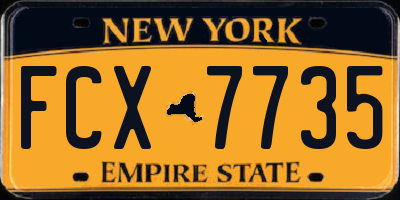 NY license plate FCX7735