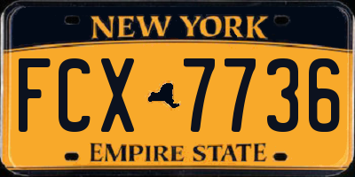 NY license plate FCX7736