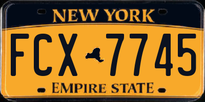 NY license plate FCX7745