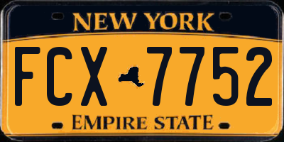 NY license plate FCX7752