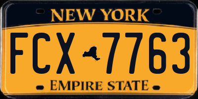 NY license plate FCX7763