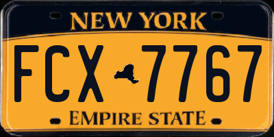 NY license plate FCX7767