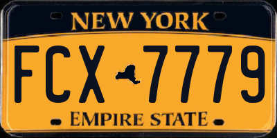 NY license plate FCX7779
