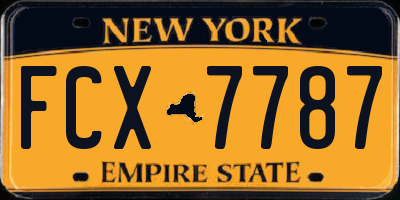 NY license plate FCX7787