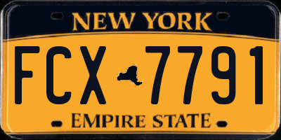NY license plate FCX7791