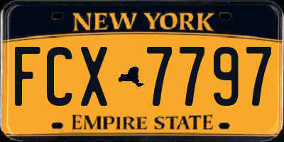 NY license plate FCX7797
