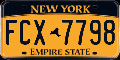 NY license plate FCX7798