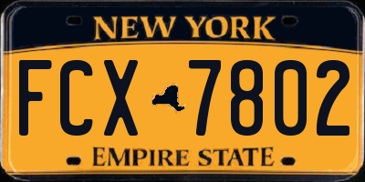 NY license plate FCX7802