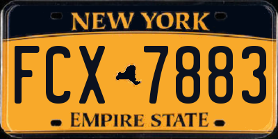 NY license plate FCX7883