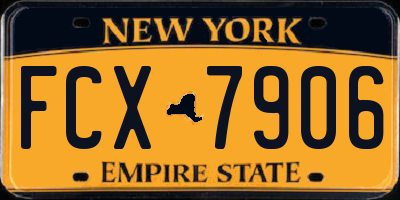 NY license plate FCX7906