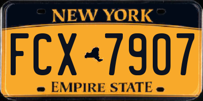 NY license plate FCX7907