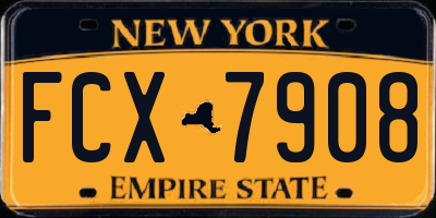 NY license plate FCX7908