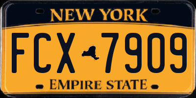 NY license plate FCX7909