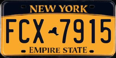 NY license plate FCX7915