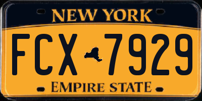 NY license plate FCX7929