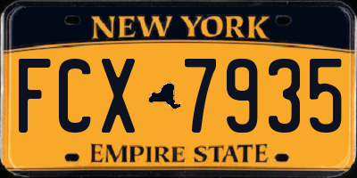 NY license plate FCX7935