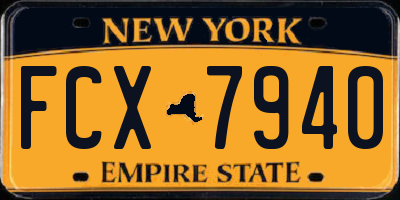 NY license plate FCX7940