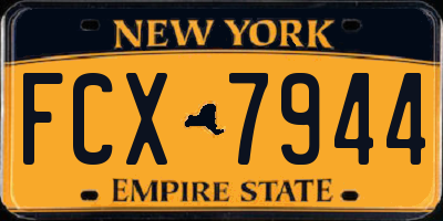 NY license plate FCX7944
